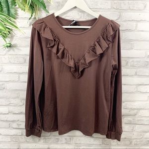 AGNES & DORA • Mauve Ruffled Blouse Size XL